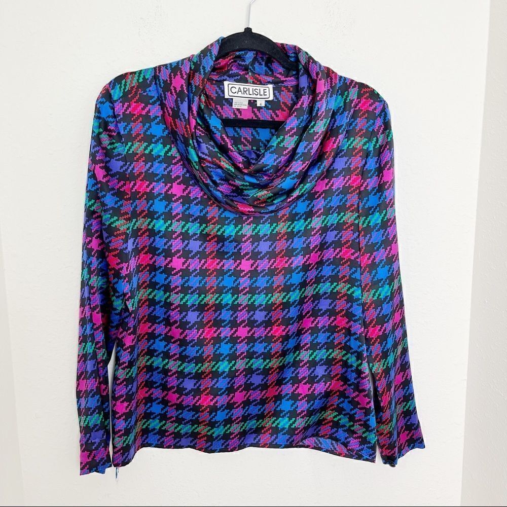 Vintage 80's Carlisle Silk Cowl Neck Blouse